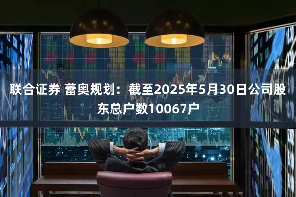 联合证券 蕾奥规划：截至2025年5月30日公司股东总户数10067户