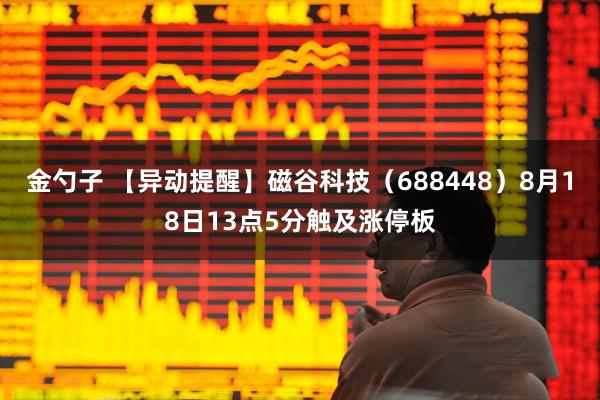 金勺子 【异动提醒】磁谷科技（688448）8月18日13点5分触及涨停板
