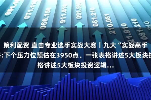 策利配资 直击专业选手实战大赛丨九大“实战高手”最新策略:下个压力位预估在3950点、一张表格讲述5大板块投资逻辑…
