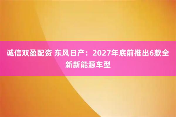 诚信双盈配资 东风日产：2027年底前推出6款全新新能源车型